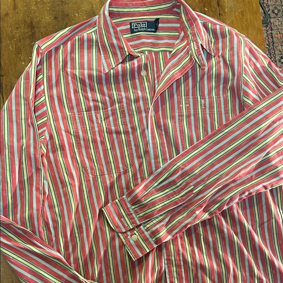Polo Ralph Lauren 100% Cotton Striped Button Down | Men’s Medium | Vintage Prep - Picture 2 of 12